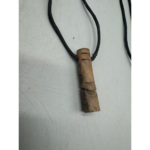 Hand-Carved Wooden Tiki Totem Necklace Set Of 3 good luck brown one size READ - Picture 2 of 4